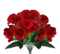 Oeillets de fleurs artificielles 38,1 cm,4 bouquets d'œillets faux avec 7 tiges,10 têtes de fleurs œillets en soie réalistes qui ne se décolorent pas avec branche pliable,fleurs artificielles,rouge