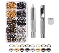 Oeillets Œillets Kit, 100 Ensembles Œillets 10 Mm Œillets, Kit de Réparation Bâche, avec 3 Pcs Grommet Outils à Oeillet Œillets Kit pour Bâche, Tissu, Rideaux Fabrication (4 Couleurs) - Style B