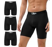 OEIOEI Lot de 3 boxers longs en bambou respirant pour homme avec ouverture, 3 Noir classique, M