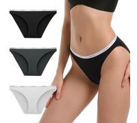 OEIOEI Lot de 3 culottes montantes en bambou pour femme - Évacuation de l'humidité, Noir/gris/gris pâle, XL