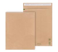 ÖKI Lot de 100 enveloppes en papier rembourré, 260 x 365 mm (dimensions intérieures), rembourrées, en papier recy ertifiées FSC, sans plastique, autocollantes, pour livres et catalogues, marron