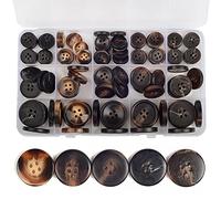 OELFFOW Lot de 110 boutons à coudre ronds en résine à 4 trous, 5 couleurs, 3 tailles (15 mm, 20 mm, 25 mm), boutons en résine, adaptés pour la couture de vêtements et les loisirs créatifs (marron)