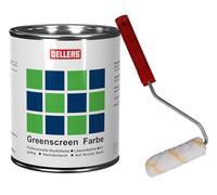 OELLERS Greenscreen Peinture professionnelle pour studio photo et mur 1 l Bleu chroma - Parfait pour les enregistrements en studio, les productions vidéo et les séances photo - Rouleau à peinture