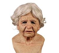 Oellinx Halloween Masque de vieil homme Masque de visage humain réaliste Masque de latex effrayant Halloween Cosplay Costume Jeux de fête Props (Q)