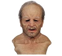 Oellinx Masque d'Halloween effrayant masque de vieil homme en latex souple masque d'Halloween Costumes de fête Fantaisie Robe (C)