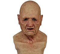 Oellinx Masque en latex pour personnes âgées masque d'Halloween réaliste chauve pour personnes âgées costume d'Halloween Party full Head Mask (K)