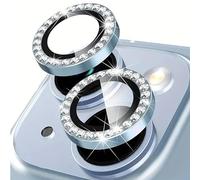 Oelrstfe Caméra Arrière Protection pour iPhone 13/13 mini Verre Trempé,Pailleté Protecteur Objectif Lentille,9H Dureté HD Définition Anti-Rayures Ultra Résistant D'objectif Lens Camera Protector,Bleu