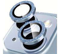 Oelrstfe Caméra Arrière Protection pour iPhone 13/13 mini Verre Trempé,Pailleté Protecteur Objectif Lentille,9H Dureté HD Définition Anti-Rayures Ultra Résistant D'objectif Lens Camera Protector,Bleu