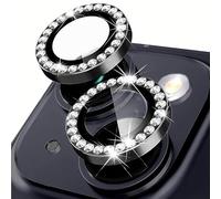 Oelrstfe Caméra Arrière Protection pour iPhone 13/13 mini Verre Trempé,Pailleté Protecteur Objectif Lentille,9H Dureté HD Définition Anti-Rayures Ultra Résistant D'objectif Lens Camera Protector,Noir