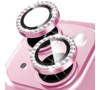 Oelrstfe Caméra Arrière Protection pour iPhone 13/13 mini Verre Trempé,Pailleté Protecteur Objectif Lentille,9H Dureté HD Définition Anti-Rayures Ultra Résistant D'objectif Lens Camera Protector,Rose