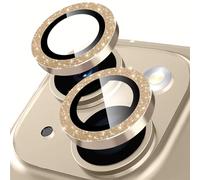 Oelrstfe Caméra Arrière Protection pour iPhone 13/13 mini Verre Trempé,Pailleté Protecteur Objectif Lentille,9H Dureté HD Définition Anti-Rayures Ultra Résistant D'objectif Lens Camera Protector,Doré