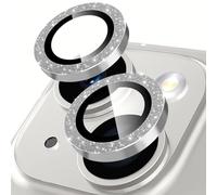 Oelrstfe Caméra Arrière Protection pour iPhone 13/13 mini Verre Trempé,Pailleté Protecteur Objectif Lentille,9H Dureté HD Définition Anti-Rayures Ultra Résistant D'objectif Camera Protector,Argent