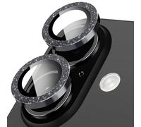 Oelrstfe Caméra Arrière Protection pour iPhone 16/16 Plus Verre Trempé,Pailleté Protecteur Objectif Lentille,9H Dureté HD Définition Anti-Rayures Ultra Résistant Lens Camera Protector,Noir