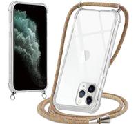 Oelrstfe Coque pour iPhone 11 Pro Max avec Cordon, Transparente Silicone Housse avec Réglable Cordage - Collier Case Protection pour iPhone 11 Pro Max, Bandoulière - Jaune