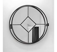 oeLucrv Fenêtre Ronde Pivotante en Aluminium Et Verre Trempé pour Abri De Jardin, Hublot Rond avec Poignées, pour La Décoration Intérieure (Noir, 60 cm)