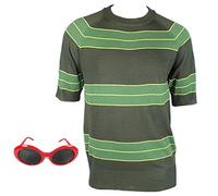 OEM Kurt Cobain Ensemble pull + lunettes de soleil Chemise à manches courtes verte Costume Nirvana (L, Rouge)