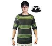 OEM Kurt Cobain Ensemble pull + lunettes de soleil Chemise à manches courtes verte Costume Nirvana (XL, Blanc)