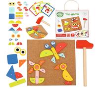 OEM - WOOPIE GREEN Jeu de clouage en bois avec marteau Puzzle 20 motifs 82 pcs