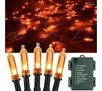 OEMG Halloween Decoration Guirlande Lumineuse Orange, 8 Modes 12m 120 LED Orange Guirlande Lumineuse Exterieure, Halloween Guirlande Led à Pile Exterieur Imperméable IP65