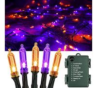 OEMG Halloween Decoration Guirlande Lumineuse Orange et Violet, 8 Modes 12m 120 LED Guirlande Lumineuse Exterieure Violet Orange, Halloween Guirlande a Pile Exterieur Imperméable IP65
