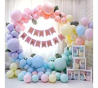 OEMG Lot de 100 ballons en latex épais biodégradables pour décoration de fête d'anniversaire, fête prénatale, mariage, arche de ballons pastel arc-en-ciel 1,5 cm, 25,4 cm, 30,5 cm