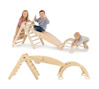 Oemmie 7 en 1 Triangle Arche Montessori - Arche d'escalade - 3 pièces - Planche d'équilibre pour Enfants - Étagère d'escalade en Bois - Triangle d'escalade Pliable