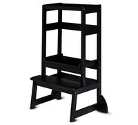 Oemmie Tour d’Observation Montessori - 90x39x46 cm - Marchepied Cuisine pour Enfants - Apprentissage Sécurisé et Réglable - Bambou - Noir