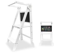 Oemmie Tour d'apprentissage - Pliable - Tour d'observation Montessori avec Tableau - 90x45x41 cm - Marchepied pour Enfants - Bambou - Blanc