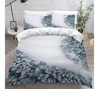 OENISE Paysage De Neige d'hiver Housse de Couette 220x240 Adulte Enfant Pays Forestier 3D Parure de Lit 2 Personnes en Microfibre Linge de Lit 3 Pièces avec Fermeture Éclai et 2 Taie d'oreiller 50x75