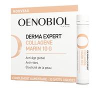 Oenobiol Derma Expert - Collagène Marin 10g - Anti-âge global - Anti-rides - Élasticité de la peau - Complément Alimentaire - 10 shots liquides