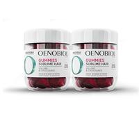 Oenobiol Gummies Hair - Favorise la Croissance, Redonne du Volume - Programme 2 Mois - 2 x 60 Gummies - Arôme Naturel Cerise - Complément Alimentaire - sans Sucre - Vegan - Made In France