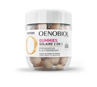 OENOBIOL - GUMMIES Solaire 2 en 1 - Préparateur solaire - Autobronzant - Programme 1 mois - 60 Gummies - Arômes naturels fraise, citron - Complément Alimentaire - Sans Sucre - Vegan - Made in France