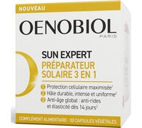 Oenobiol Sun Expert Préparateur Solaire 3-en-1 - Triple Action - Protection Cellulaire - Hâle Intense - Anti-Âge Global - Prouvé Cliniquement - Complément Alimentaire - 30 Capsules Végétales