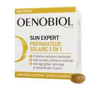 Oenobiol Sun Expert Préparateur Solaire 3-en-1 - Triple Action - Protection Cellulaire - Hâle Intense - Anti-Âge Global - Prouvé Cliniquement - Complément Alimentaire - 30 Capsules Végétales
