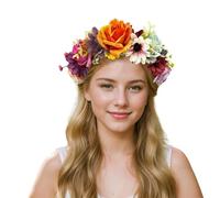 Oenothera Fleur Artificiel Mariée Serre Tête, Couronne de Fleurs, Couronne Fleur Cheveux pour Fille et Femme Bridal Hairband Floral Garland Headpiece（C）