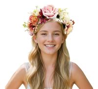 Oenothera Fleur Artificiel Mariée Serre Tête, Couronne de Fleurs, Couronne Fleur Cheveux pour Fille et Femme Bridal Hairband Floral Garland Headpiece（B）