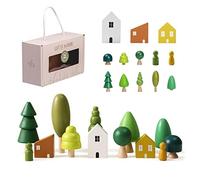 OESSUF Jouets d'arbre en Bois pour Enfants, Décoration Rustique de Forêt d'arbres de Tailles Assorties pour Gâteau, Maison et Chambre d'enfant, Jouets Montessori pour Garçons et Filles (Arbre-Maison)