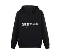 oeste Men's Cotton Hoodies Pullover Long Sleeve Sweatshirts New Seether Logo Long Sleeve Sweatshirts Black M