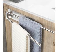 OETAMS Porte-serviettes sans perçage - Pivotant à 180° - Auto-adhésif - En acier inoxydable 304 - Double porte-serviettes - Pour salle de bain