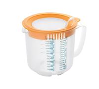 Oetker 1,4 L, gobelet gradué avec différentes échelles de mesure, gobelet mélangeur avec protection anti-éclaboussures, gobelet en plastique de haute qualité (couleur : orange/transparent) - lavable a