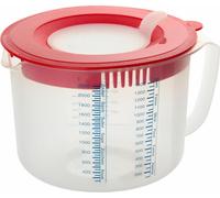 Oetker 2,2 L, gobelet gradué avec différentes échelles de mesure, gobelet mélangeur avec protection anti-éclaboussures, gobelet en plastique de haute qualité (couleur : rouge/transparent)