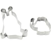 Oetker "Maus & Elefant" DieMaus, motifs souris et éléphant, emporte-pièces en acier inoxydable de haute qualité, emporte-pièces durables (couleur : argent), quantité : 1x 2er Set