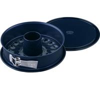 Oetker Moule à charnière avec 2 fonds Ø 26 cm BACK-LIEBE EMAILLE, Moule à pâtisserie avec fond tubulaire et fond plat, Moule à gâteau rond avec vitrification en émail (Couleur : Bleu)