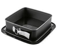 Oetker Moule à charnière carré avec fond émaillé - Parfait pour les gâteaux et les tartes, 24 x 24 x 8,5 cm, anti-adhésif, résistant à la chaleur, noir/argenté