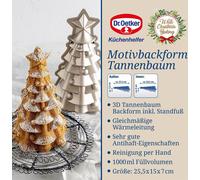 Oetker Moule à gâteaux à motifs Sapin 25,5x15x7cm avec support, argenté