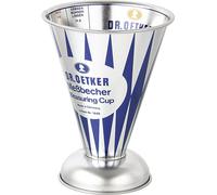 Oetker Nostalgie, verre doseur en fer blanc, verre doseur en forme d'entonnoir avec de multiples graduations de la série "Modern Baking - Retro Design" (dimensions : Ø11x14,5 cm)