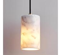 OEUBEQ Luminaires Suspendus Modernes en marbre, îlot de Cuisine, Suspension en Verre d'albâtre Naturel, Barre d'éclairage, Long Tube linéaire en Laiton Noir, Mini Lustre Blanc pour B