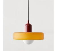OEUBEQ Plafonnier Lampe Suspendue du Milieu du siècle Lampe Suspendue colorée avec Abat-Jour en Verre Éclairage Suspendu Vintage Luminaires Suspendus en Fer et Verre pour Chambre à Couche