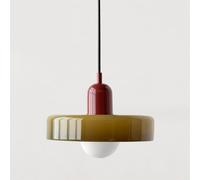 OEUBEQ Plafonnier Lampe Suspendue du Milieu du siècle Lampe Suspendue colorée avec Abat-Jour en Verre Éclairage Suspendu Vintage Luminaires Suspendus en Fer et Verre pour Chambre à Couche