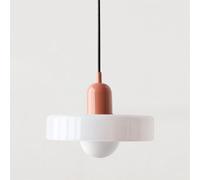 OEUBEQ Plafonnier Lampe Suspendue du Milieu du siècle Lampe Suspendue colorée avec Abat-Jour en Verre Éclairage Suspendu Vintage Luminaires Suspendus en Fer et Verre pour Chambre à Couche